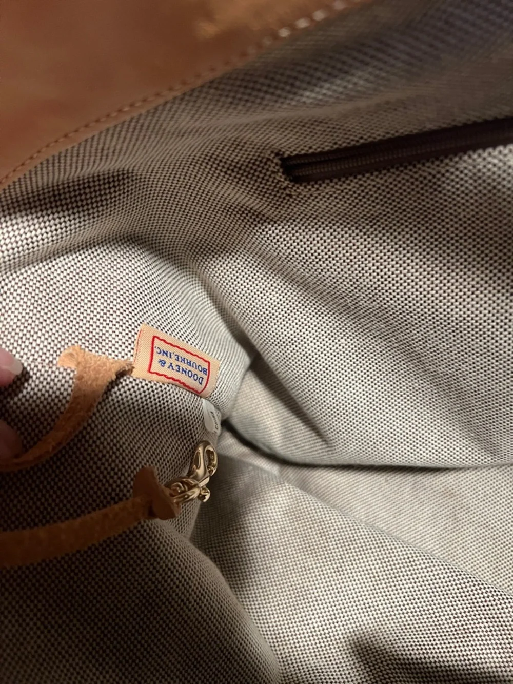 Dooney & Bourke Navy and Tan Signature DB Hobo Shoulder Bag